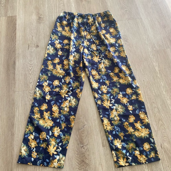 Uniqlo Pants - Uniqlo Blue and Yellow Floral Pants